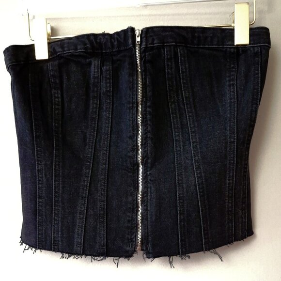 NWOT Zara black denim corset style top, L - Picture 11 of 12